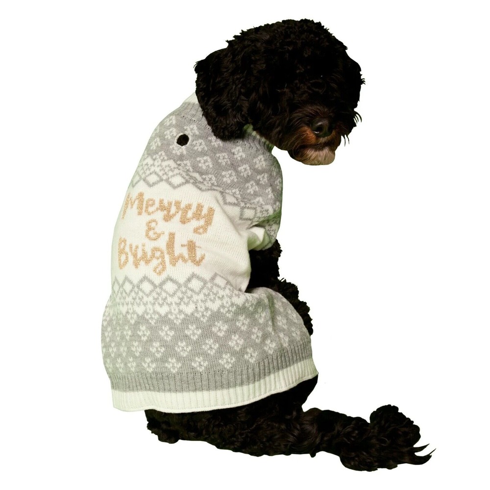 Vibrant Life Dog Pet Holiday Merry & Bright Christmas Sweater Medium 20-50 LB